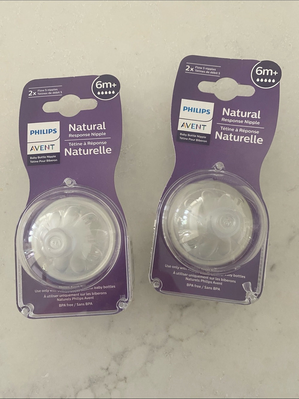 Philips Avent Natural 6m+ Baby Bottle Nipples - Clear (number 5)
